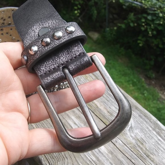 Leather Belt with PU metal studs and Rhinestones 110 cm 43 inch belt main image 14
